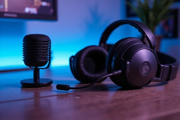 Image d'un microphone de streaming professionnel et d'un casque de jeu